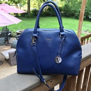 Furla navy leather cross-body bag